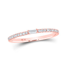  10k Rose Gold Womens Baguette Diamond Band Ring 1/6 Cttw