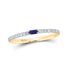  10k Yellow Gold Womens Baguette Blue Sapphire Diamond Band Ring 1/5 Cttw