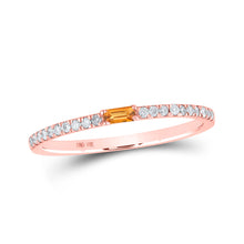  10k Rose Gold Womens Baguette Citrine Diamond Band Ring 1/5 Cttw