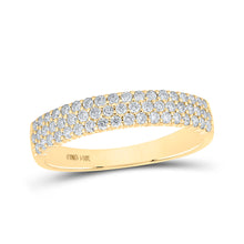  14k Yellow Gold Womens Round Diamond Machine-set Pave Band Ring 1/2 Cttw