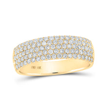  14k Yellow Gold Womens Round Diamond Pave Machine-set Band Ring 3/4 Cttw