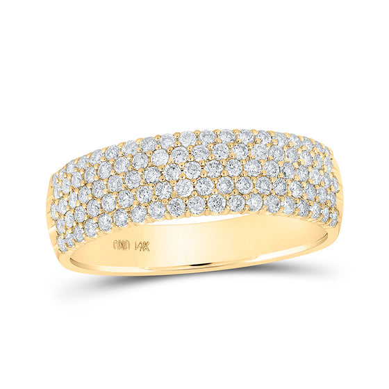 14k Yellow Gold Womens Round Diamond Pave Machine-set Band Ring 3/4 Cttw