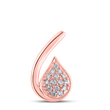  10k Rose Gold Womens Round Diamond Teardrop Pendant 1/10 Cttw