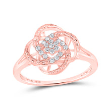  10k Rose Gold Womens Round Diamond Cluster Ring 1/8 Cttw