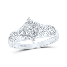 10k White Gold Womens Round Diamond Cluster Ring 1/4 Cttw