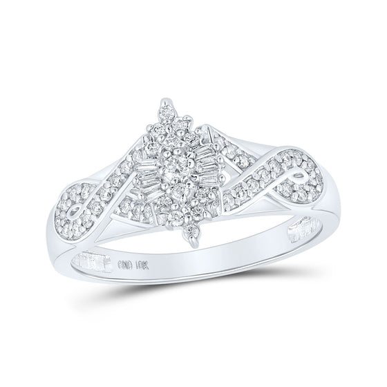 10k White Gold Womens Round Diamond Cluster Ring 1/4 Cttw
