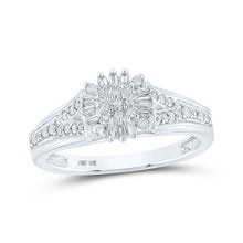 10k White Gold Womens Round Diamond Cluster Ring 1/4 Cttw