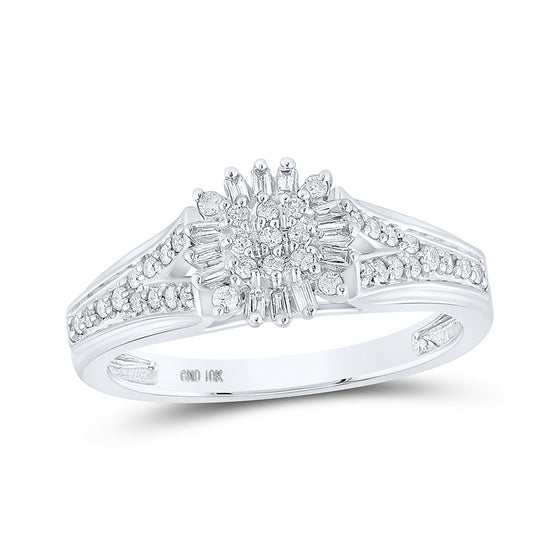 10k White Gold Womens Round Diamond Cluster Ring 1/4 Cttw