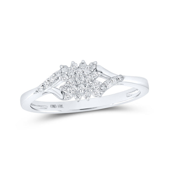 10k White Gold Womens Round Diamond Cluster Ring 1/6 Cttw