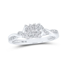  10k White Gold Womens Round Diamond Twist Cluster Ring 1/6 Cttw