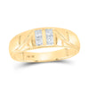 10k Yellow Gold His Hers Round Diamond Square Matching Wedding Set 1/2 Cttw