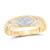 10k Yellow Gold His Hers Round Diamond Square Matching Wedding Set 1/2 Cttw