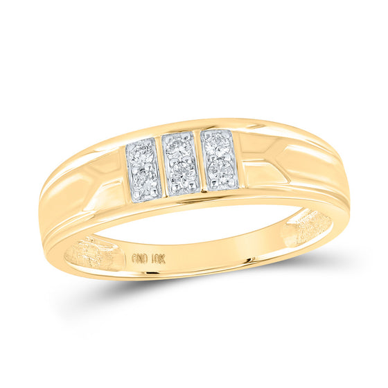 10k Yellow Gold His Hers Round Diamond Square Matching Wedding Set 1/2 Cttw