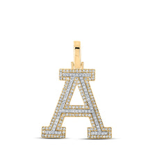  10k Two-tone Gold Mens Round Diamond A Initial Letter Pendant 1/2 Cttw
