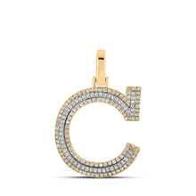  10k Two-tone Gold Mens Round Diamond C Initial Letter Pendant 3/8 Cttw