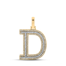  10k Two-tone Gold Mens Round Diamond D Initial Letter Pendant 1/2 Cttw