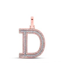 10k Two-tone Gold Mens Round Diamond D Initial Letter Pendant 1/2 Cttw