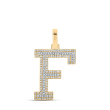  10k Two-tone Gold Mens Round Diamond F Initial Letter Pendant 3/8 Cttw