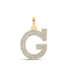  10k Two-tone Gold Mens Round Diamond G Initial Letter Pendant 3/8 Cttw