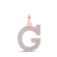  10k Two-tone Gold Mens Round Diamond G Initial Letter Pendant 3/8 Cttw