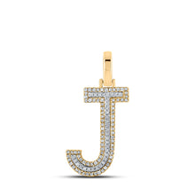  10k Two-tone Gold Mens Round Diamond J Initial Letter Pendant 1/4 Cttw