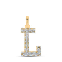  10k Two-tone Gold Mens Round Diamond L Initial Letter Pendant 1/3 Cttw