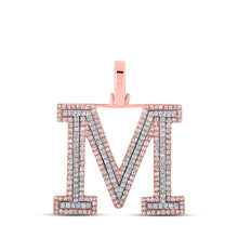  10k Two-tone Gold Mens Round Diamond M Initial Letter Pendant 3/4 Cttw