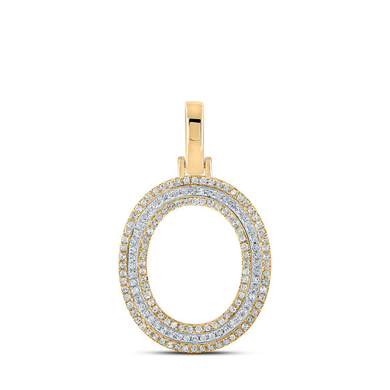 10k Two-tone Gold Mens Round Diamond O Initial Letter Pendant 3/8 Cttw