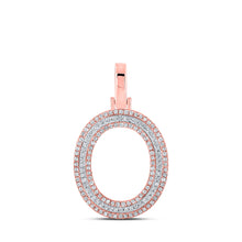  10k Two-tone Gold Mens Round Diamond O Initial Letter Pendant 3/8 Cttw