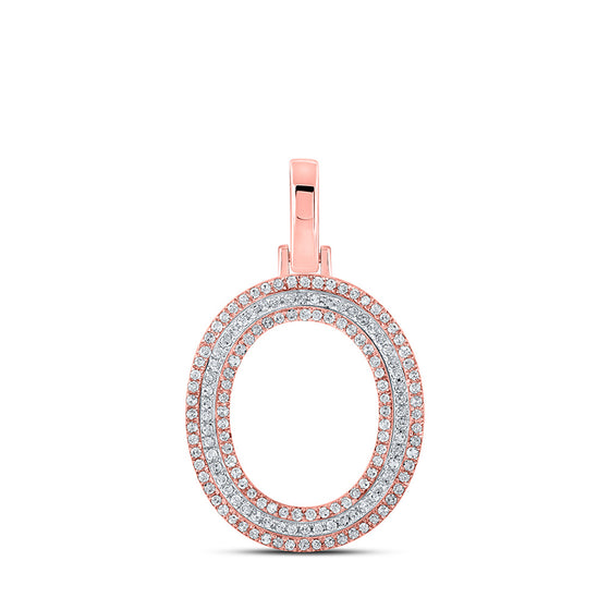 10k Two-tone Gold Mens Round Diamond O Initial Letter Pendant 3/8 Cttw