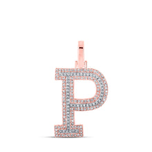  10k Two-tone Gold Mens Round Diamond P Initial Letter Pendant 3/8 Cttw