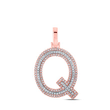  10k Two-tone Gold Mens Round Diamond Q Initial Letter Pendant 3/8 Cttw