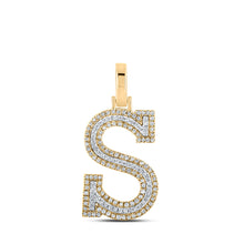  10k Two-tone Gold Mens Round Diamond S Initial Letter Pendant 3/8 Cttw