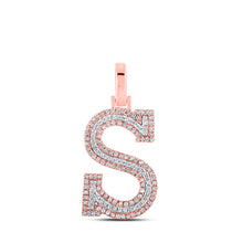  10k Two-tone Gold Mens Round Diamond S Initial Letter Pendant 3/8 Cttw