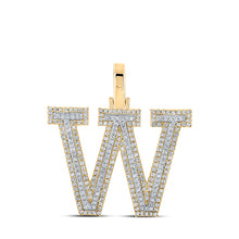  10k Two-tone Gold Mens Round Diamond W Initial Letter Pendant 3/4 Cttw