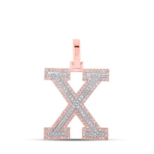  10k Two-tone Gold Mens Round Diamond X Initial Letter Pendant 1/2 Cttw