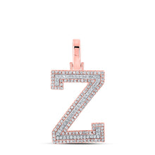  10k Two-tone Gold Womens Round Diamond Z Initial Letter Pendant 3/8 Cttw