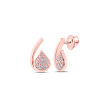  10k Rose Gold Womens Round Diamond Cluster Earrings 1/6 Cttw