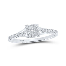  10k White Gold Womens Round Diamond Halo Promise Ring 1/4 Cttw