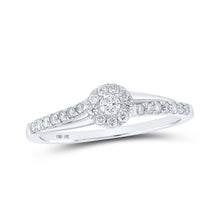 10k White Gold Womens Round Diamond Halo Promise Ring 1/4 Cttw