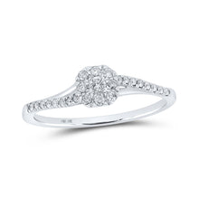  10k White Gold Womens Round Diamond Square Halo Promise Ring 1/5 Cttw