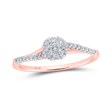  10k Rose Gold Womens Round Diamond Square Halo Promise Ring 1/5 Cttw