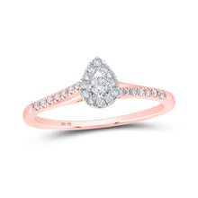  10k Rose Gold Womens Round Diamond Teardrop Halo Promise Ring 1/5 Cttw