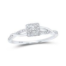  10k White Gold Womens Round Diamond Twist Halo Promise Ring 1/5 Cttw