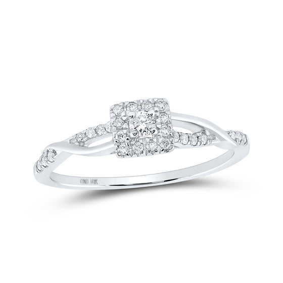 10k White Gold Womens Round Diamond Twist Halo Promise Ring 1/5 Cttw