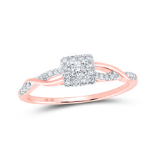  10k Rose Gold Womens Round Diamond Twist Halo Promise Ring 1/5 Cttw
