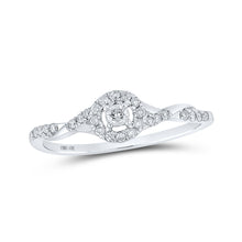  10k White Gold Womens Round Diamond Halo Promise Ring 1/5 Cttw