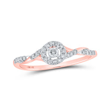  10k Rose Gold Womens Round Diamond Halo Promise Ring 1/5 Cttw