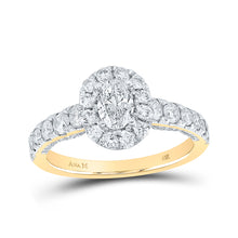  14k Yellow Gold Oval Diamond Halo Bridal Wedding Engagement Ring 1-1/2 Cttw