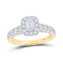  14k Yellow Gold Emerald Diamond Halo Bridal Wedding Engagement Ring 1-1/3 Cttw